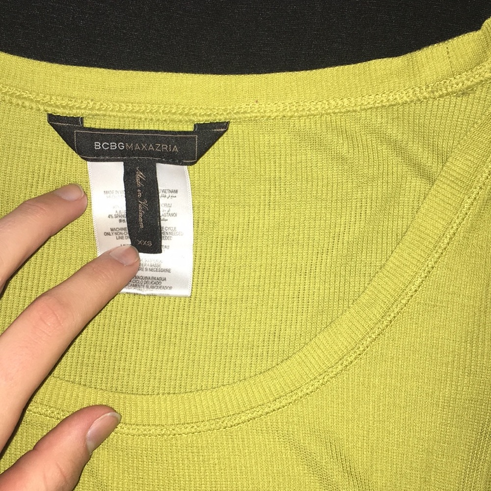 BCBG Maxaria Mustard Green Tight T